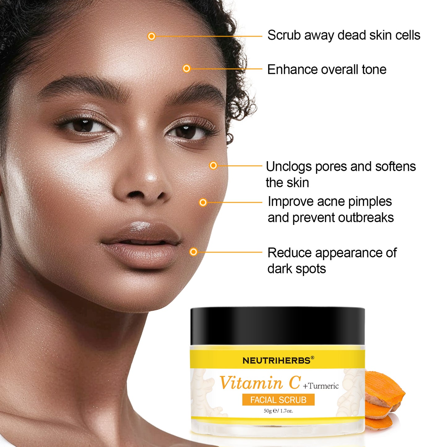 Vitamin C Turmeric Exfoliating Glow Facial Scrub For Skin Lightening
