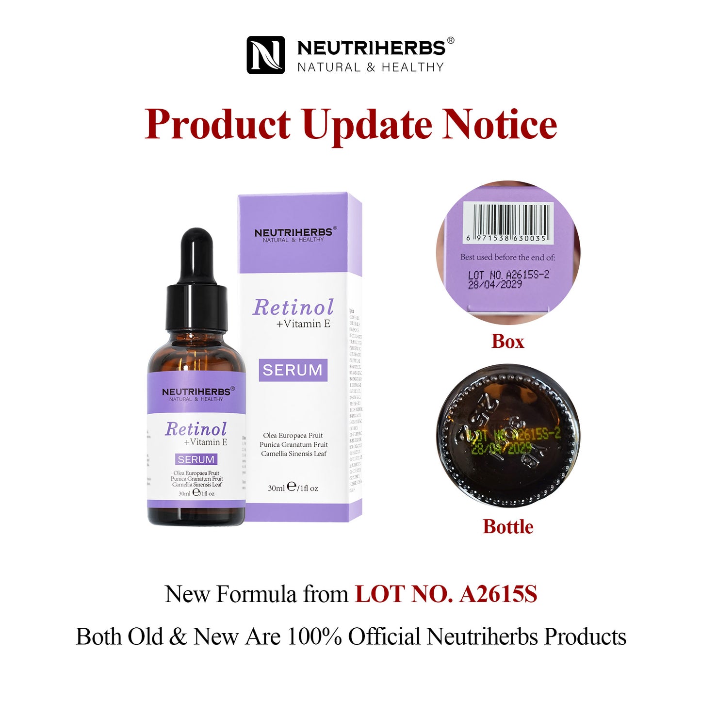Neutriherbs Retinol Serum for Acne, Texture & Skin Renewal - 30ml