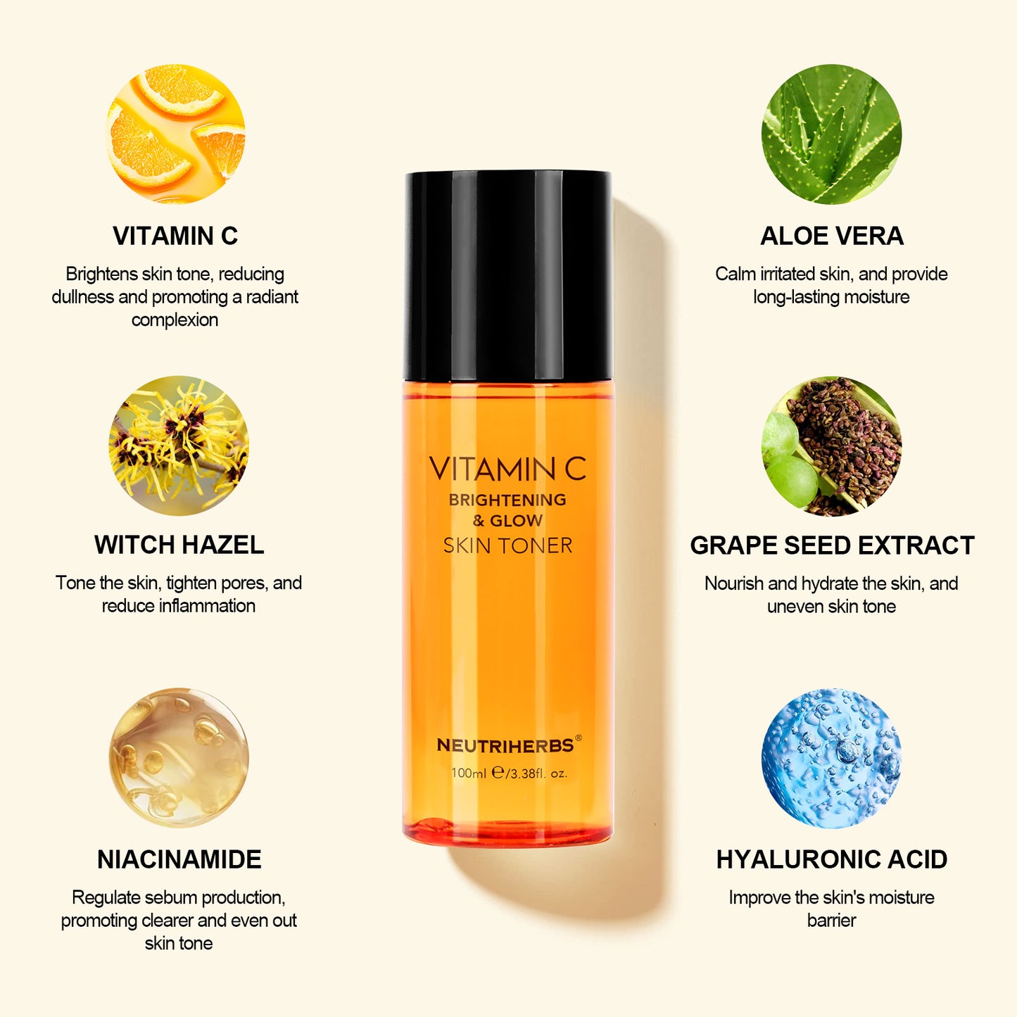 Neutriherbs Daily Sunscreen & Brightening Set - SPF Gel, Vitamin C Toner & Cream