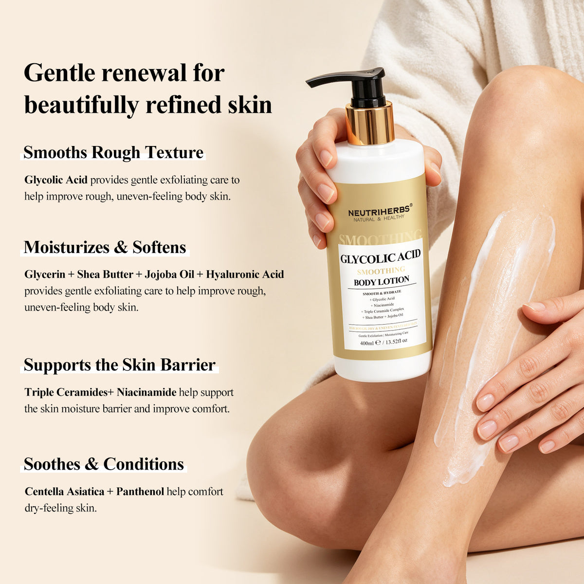 Neutriherbs Glycolic Acid Smoothing Body Lotion For Rough & Dry Skin