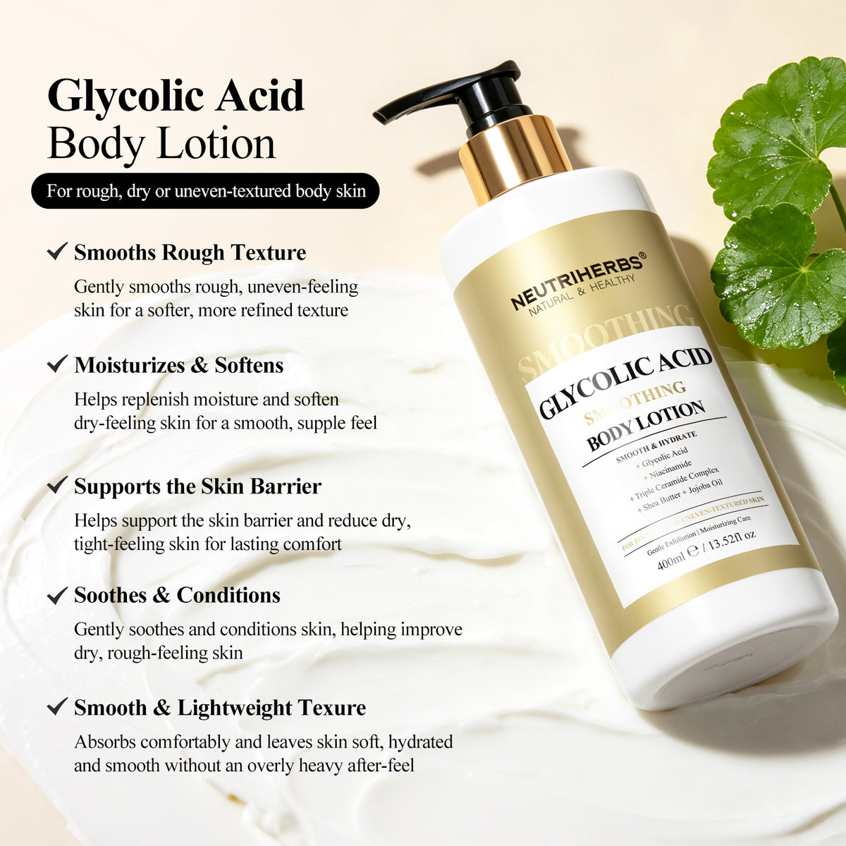 Neutriherbs Glycolic Acid Smoothing Body Lotion For Rough & Dry Skin
