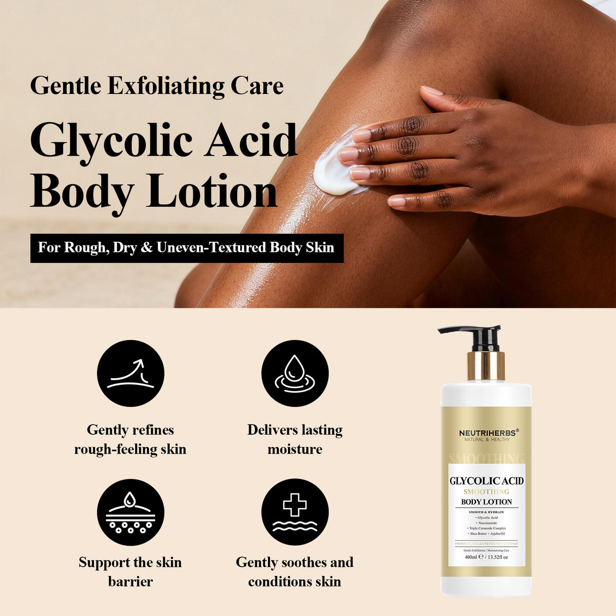 Neutriherbs Glycolic Acid Smoothing Body Lotion For Rough & Dry Skin