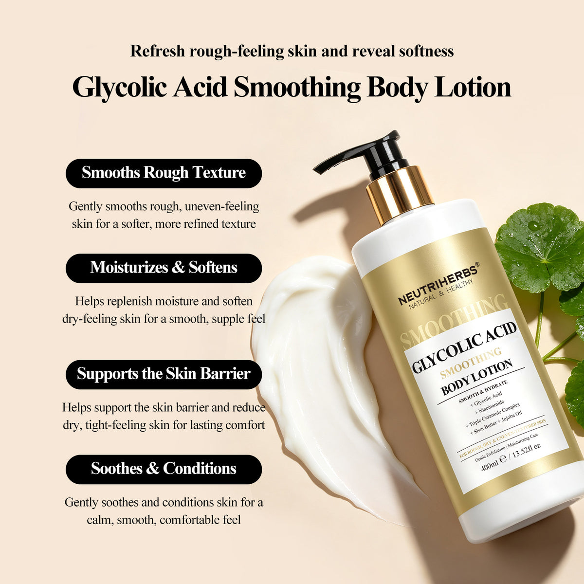 Neutriherbs Glycolic Acid Smoothing Body Lotion For Rough & Dry Skin