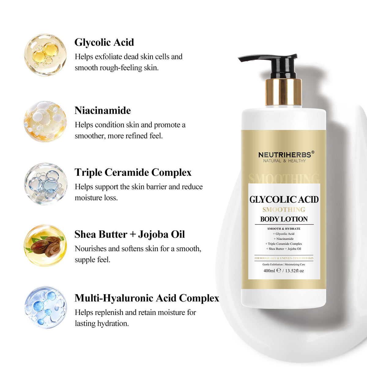 Neutriherbs Glycolic Acid Smoothing Body Lotion For Rough & Dry Skin