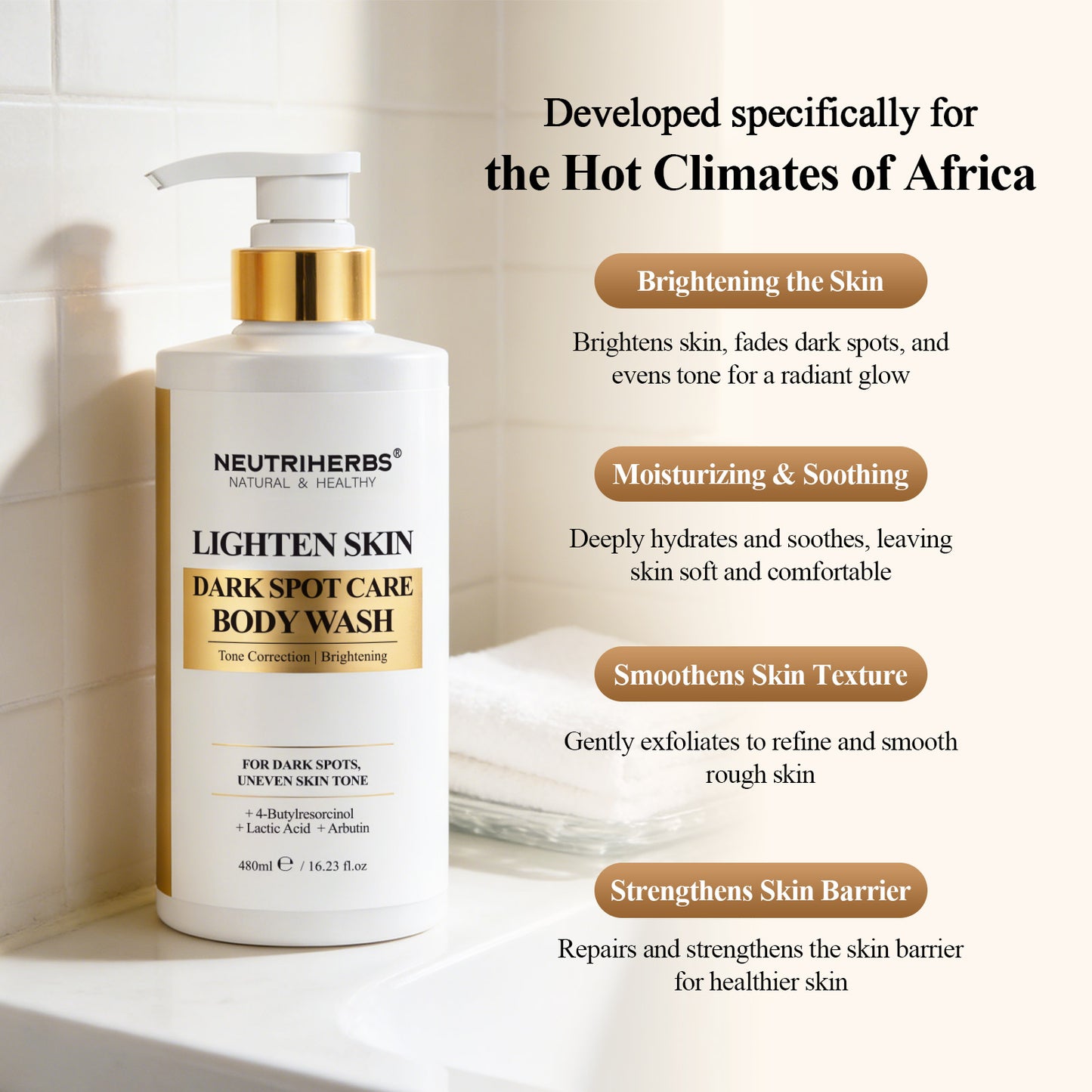 Neutriherbs Lighten Skin Body Wash for Dark Spot & Uneven Skin Tone