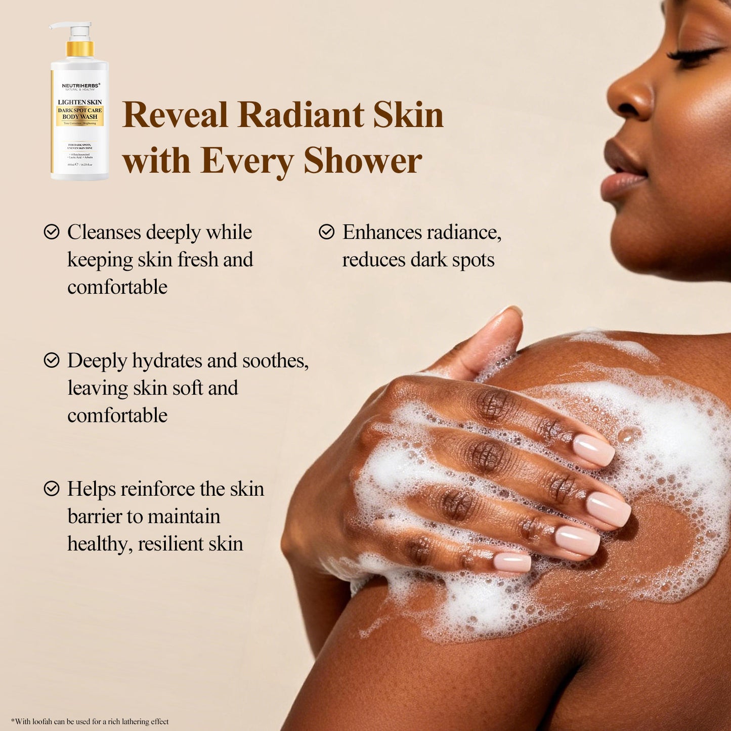 Neutriherbs Lighten Skin Body Wash for Dark Spot & Uneven Skin Tone