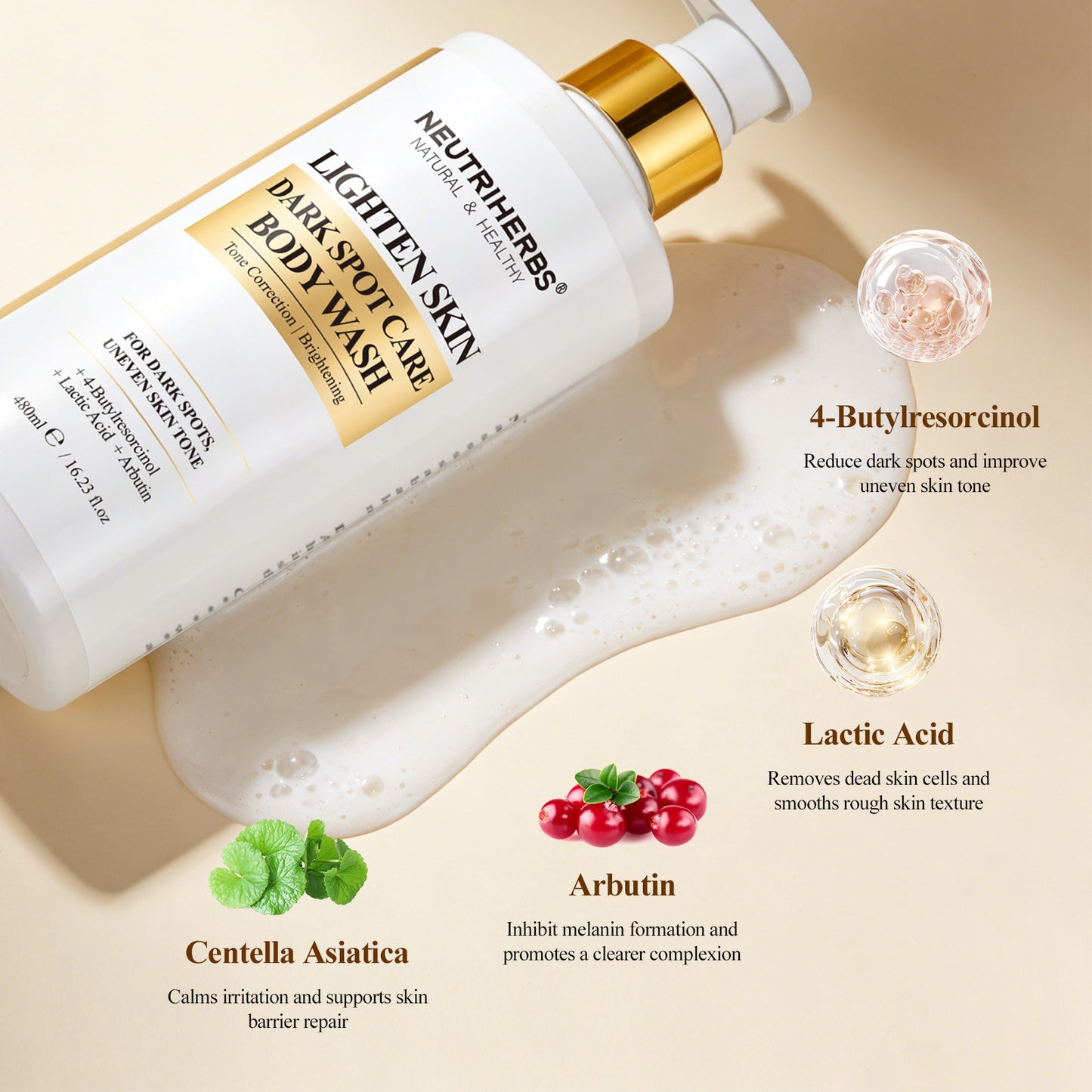 Neutriherbs Lighten Skin Body Wash for Dark Spot & Uneven Skin Tone