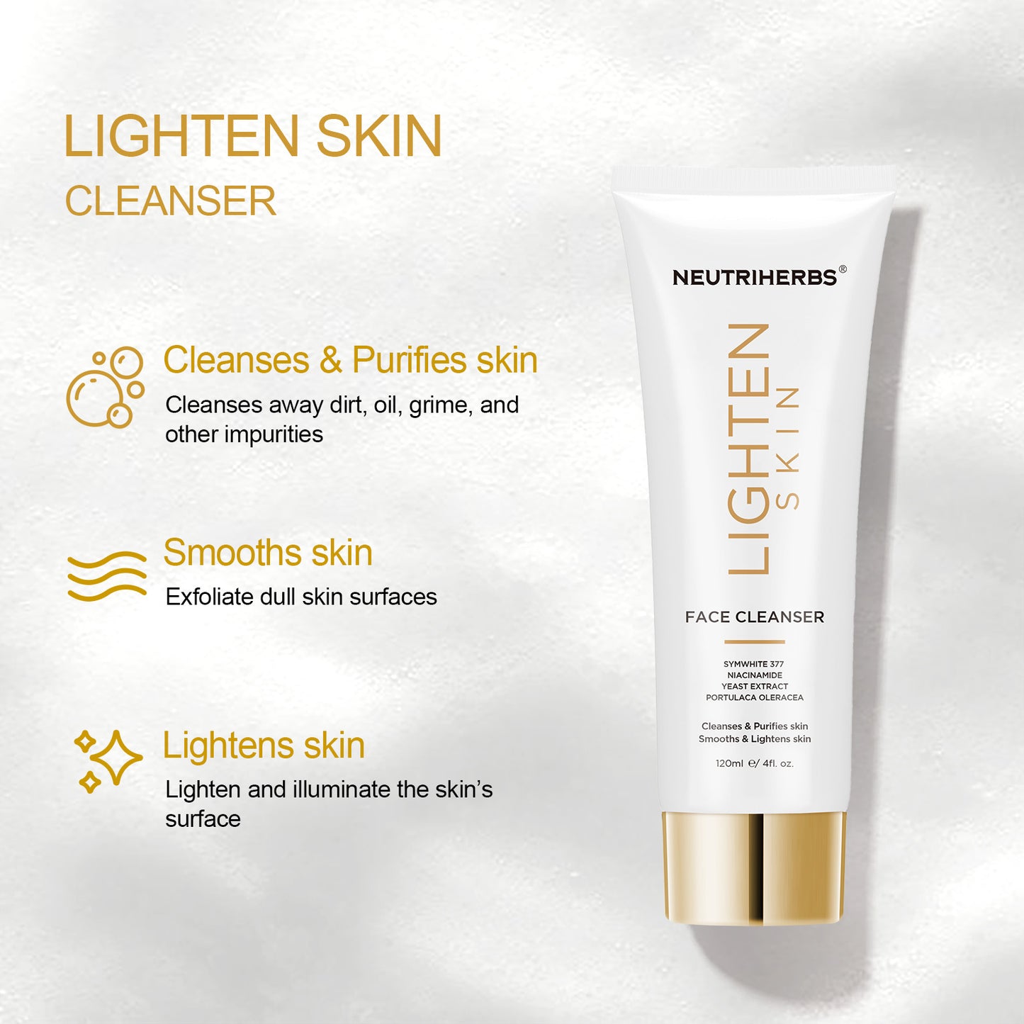 Neutriherbs Brightening Cleanser and Hyaluronic Acid Serum Set for Dry, Dull and Rough Skin