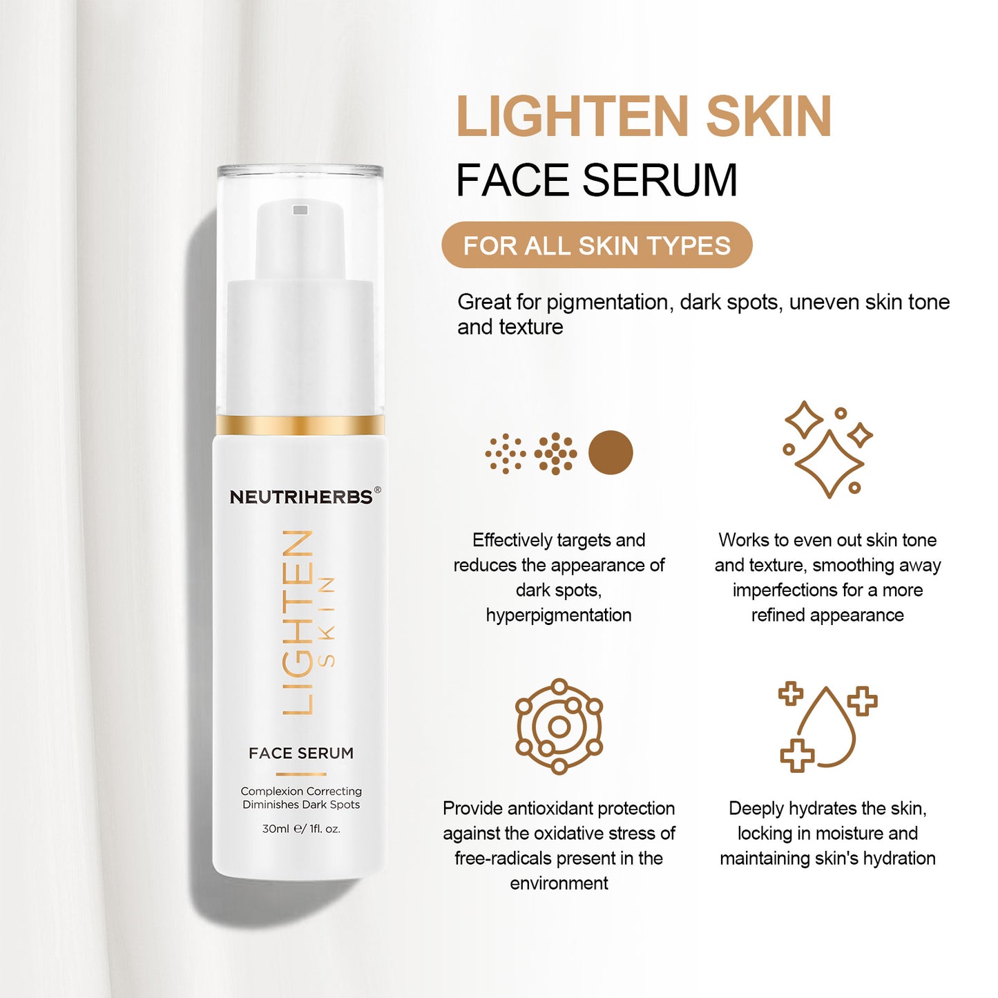 Neutriherbs Skin Lightening Whitening Face Serum For Dark Skin