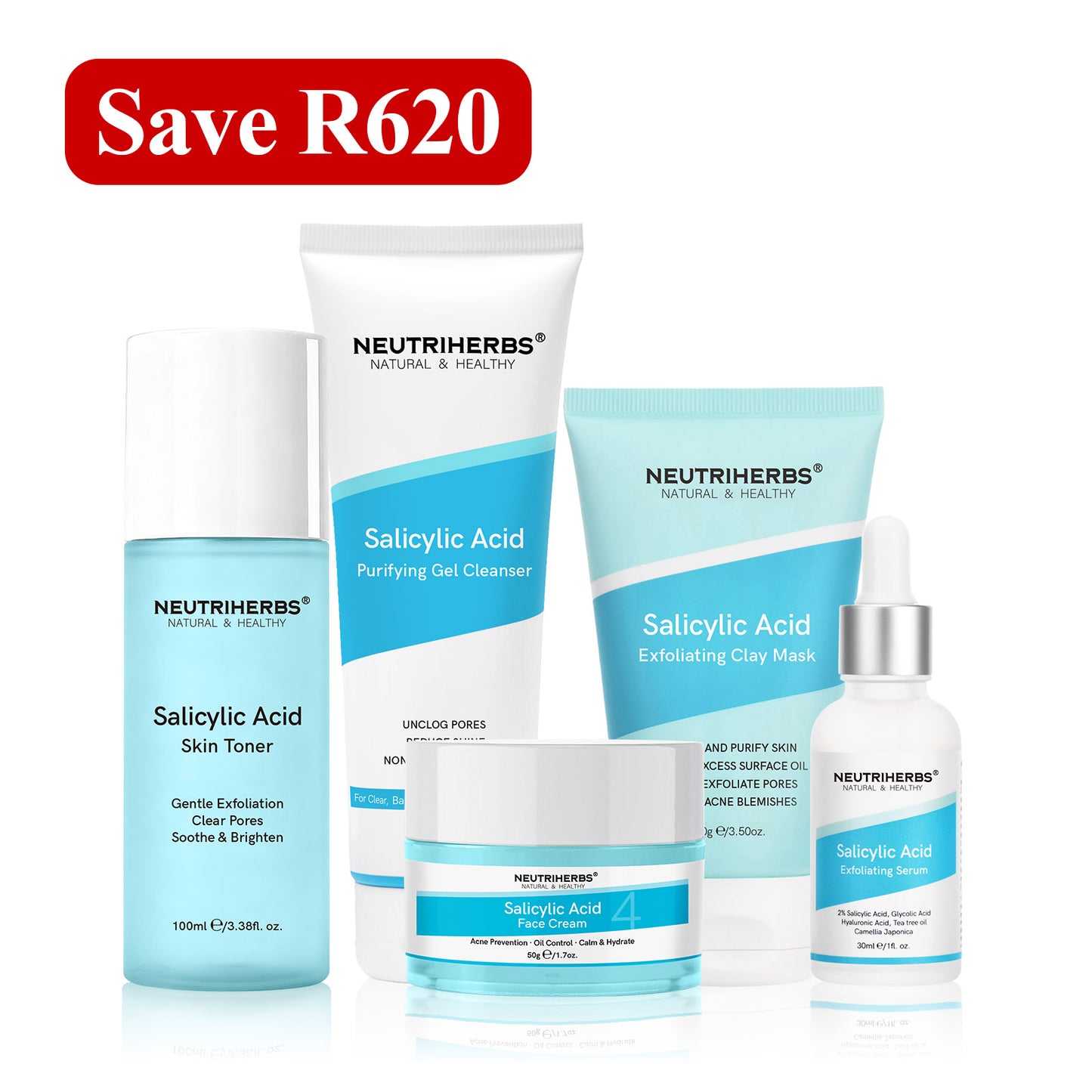 Neutriherbs Salicylic Acid Daily and Deep Cleansing Set for Oily Skin, Breakouts and Clogged Pores