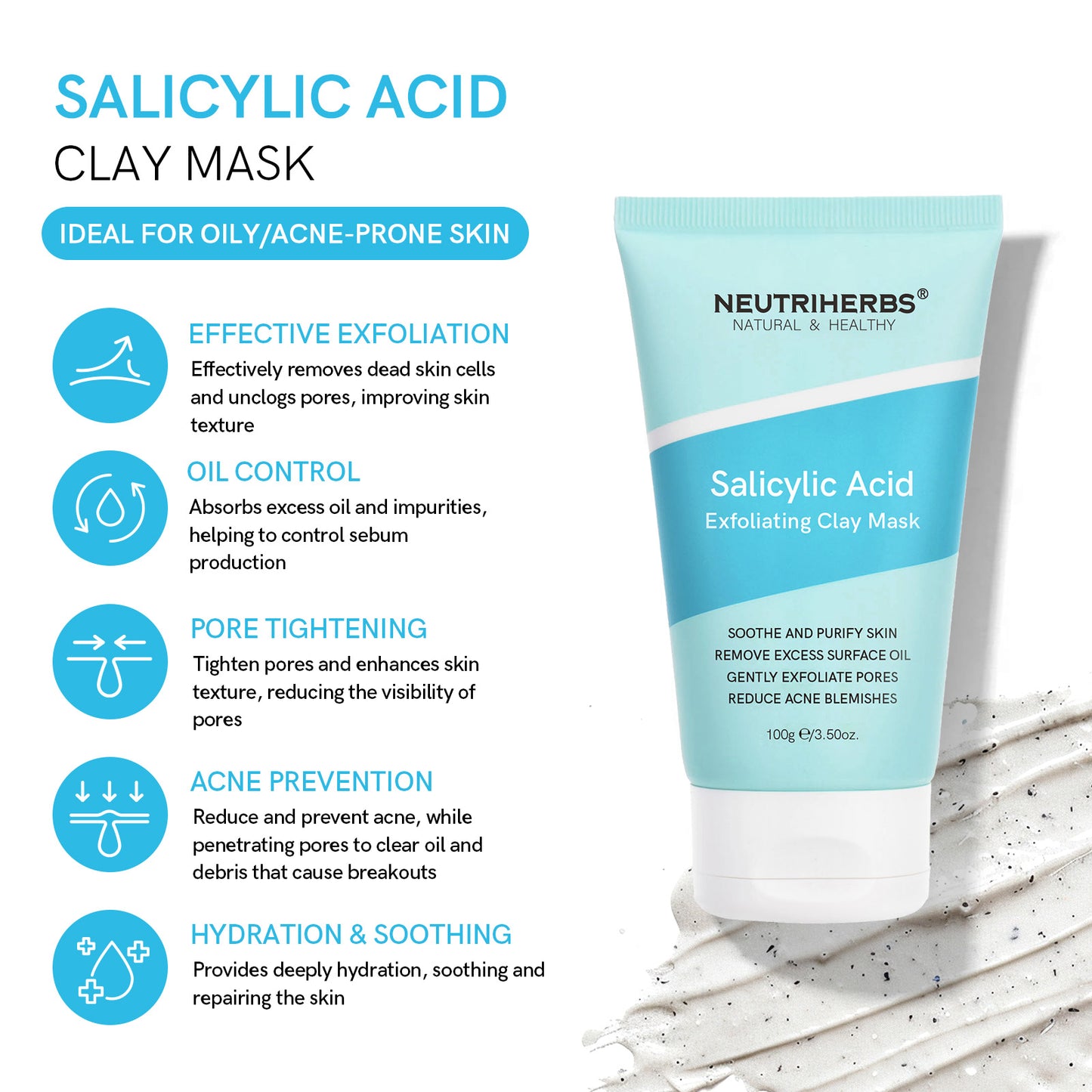 Neutriherbs Salicylic Acid Daily and Deep Cleansing Set for Oily Skin, Breakouts and Clogged Pores