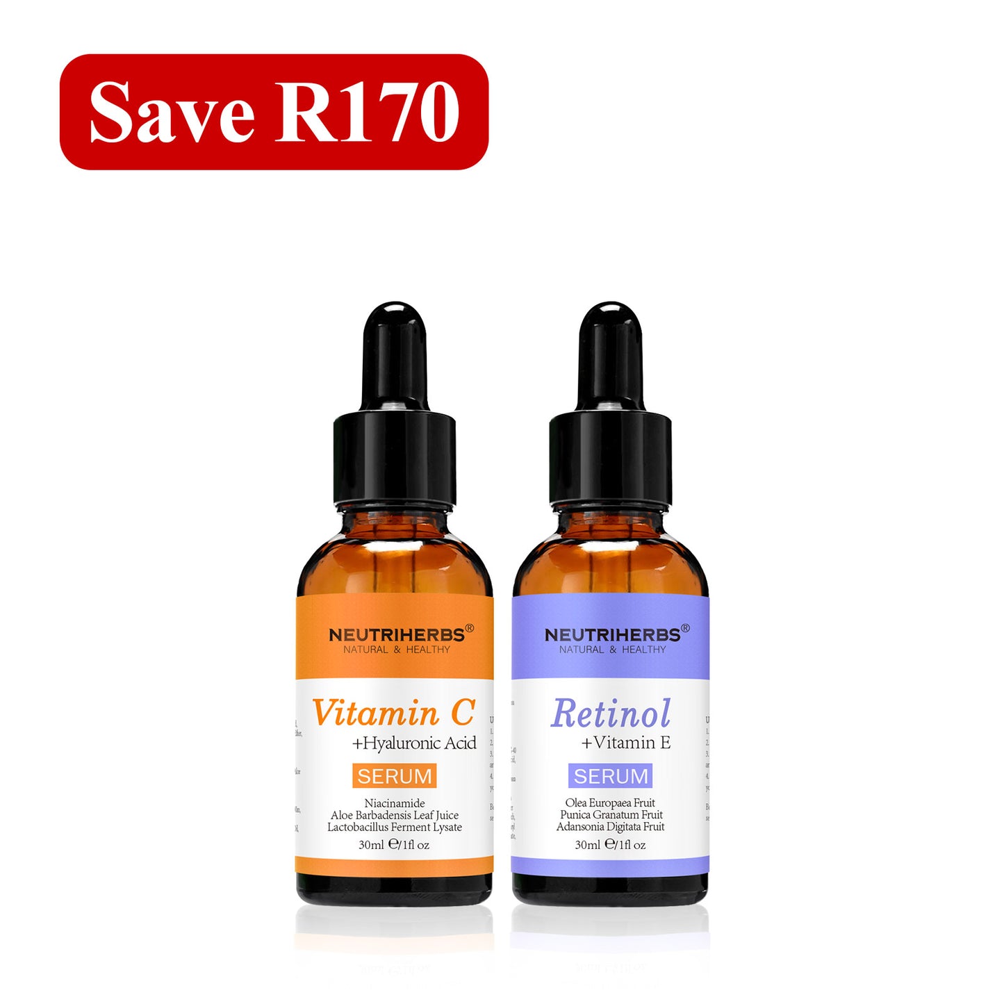 Neutriherbs Day and Night Vitamin C and Retinol Serum Set for Dull Skin and Fine Lines
