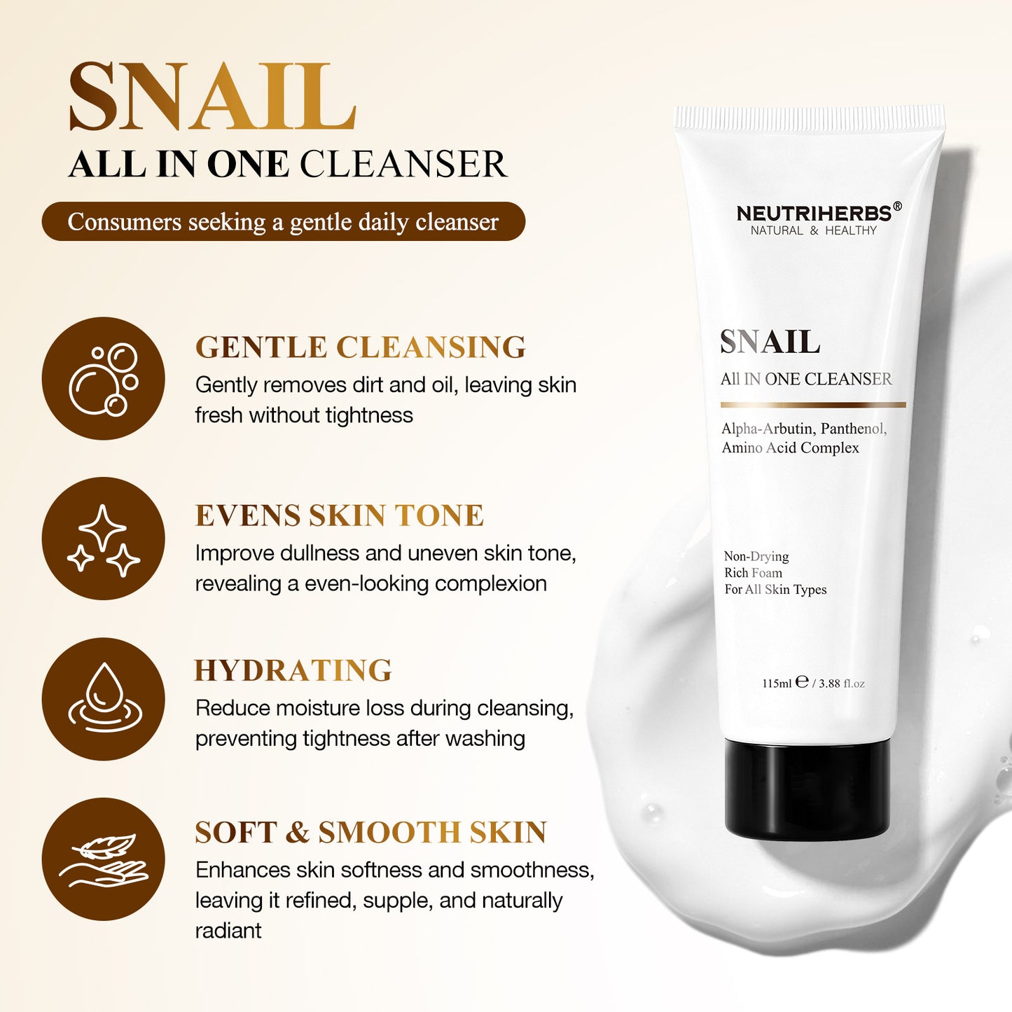 Neutriherbs  Snail All In One Cleanser For Gentle Cleansing And Skin Repair