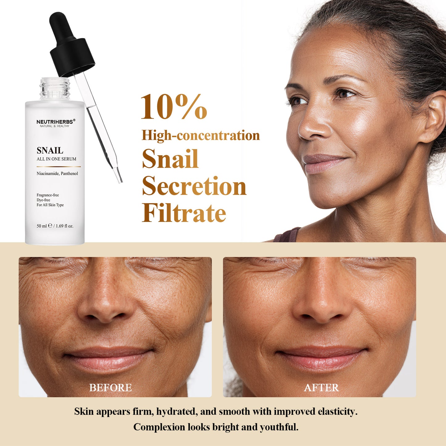 Neutriherbs Snail All-in-One Cream and Serum for Anti-Aging & Intense Moisturizing