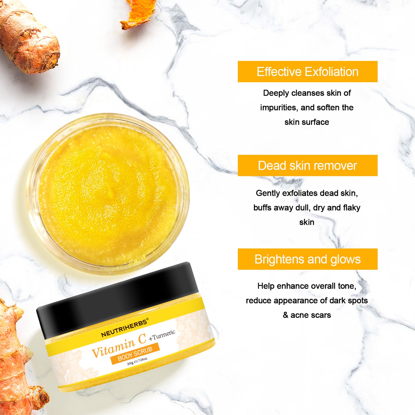Vitamin C Turmeric Exfoliating Body Scrub For Skin Brightening