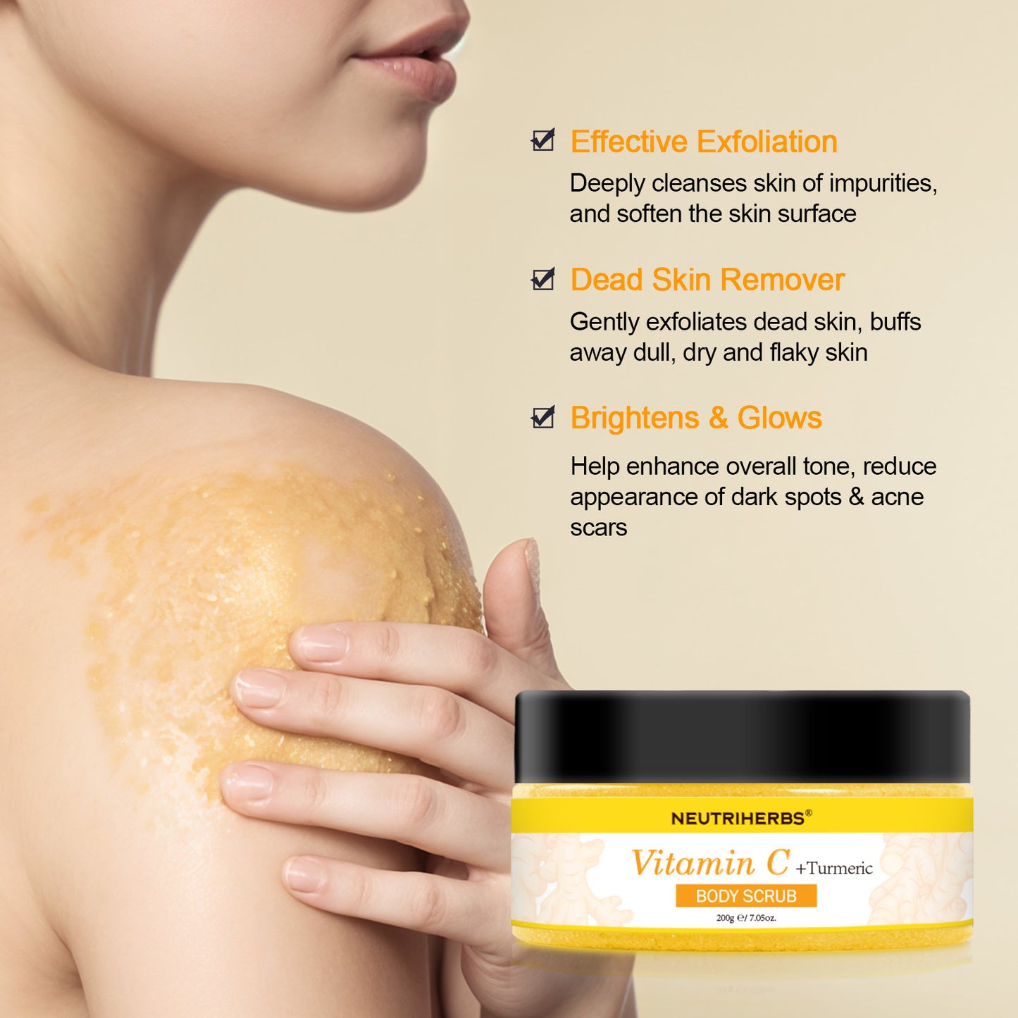 Neutriherbs Vitamin C Turmeric Exfoliating Body Scrub For Skin Brightening