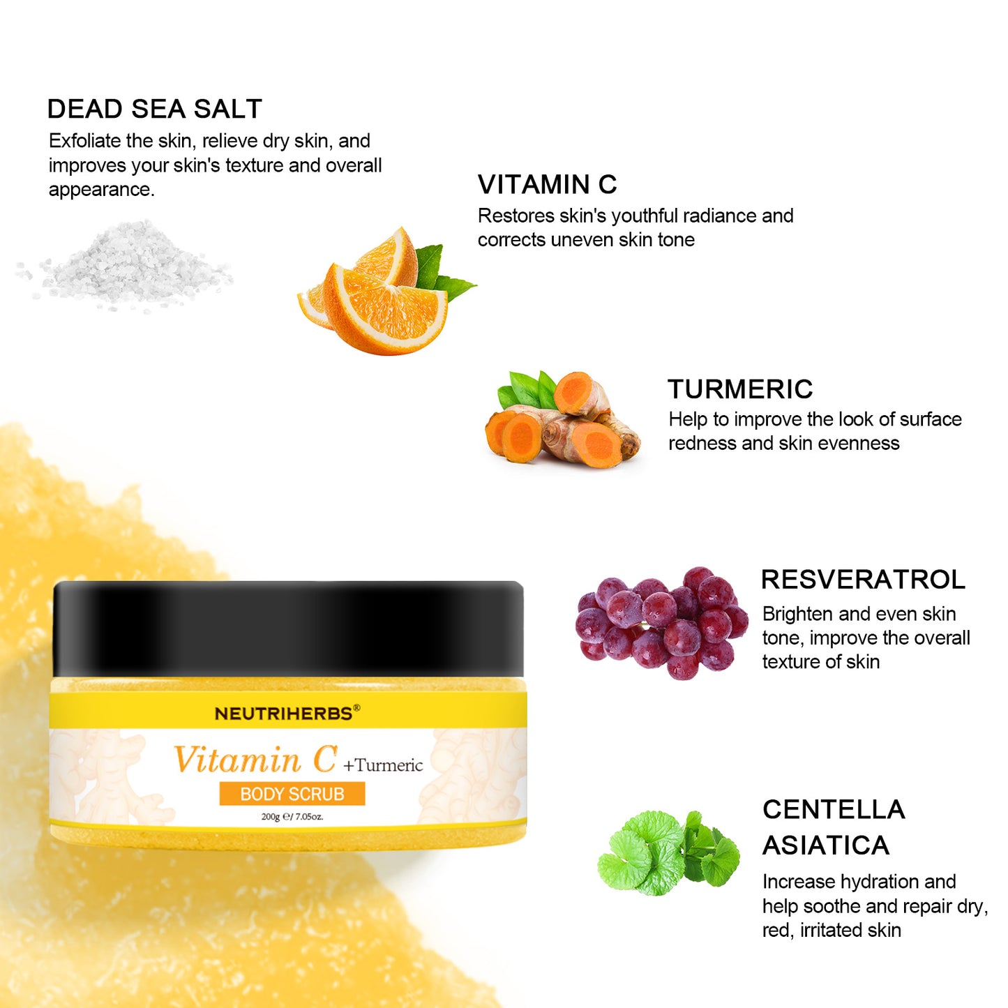 Vitamin C Turmeric Exfoliating Body Scrub For Skin Brightening