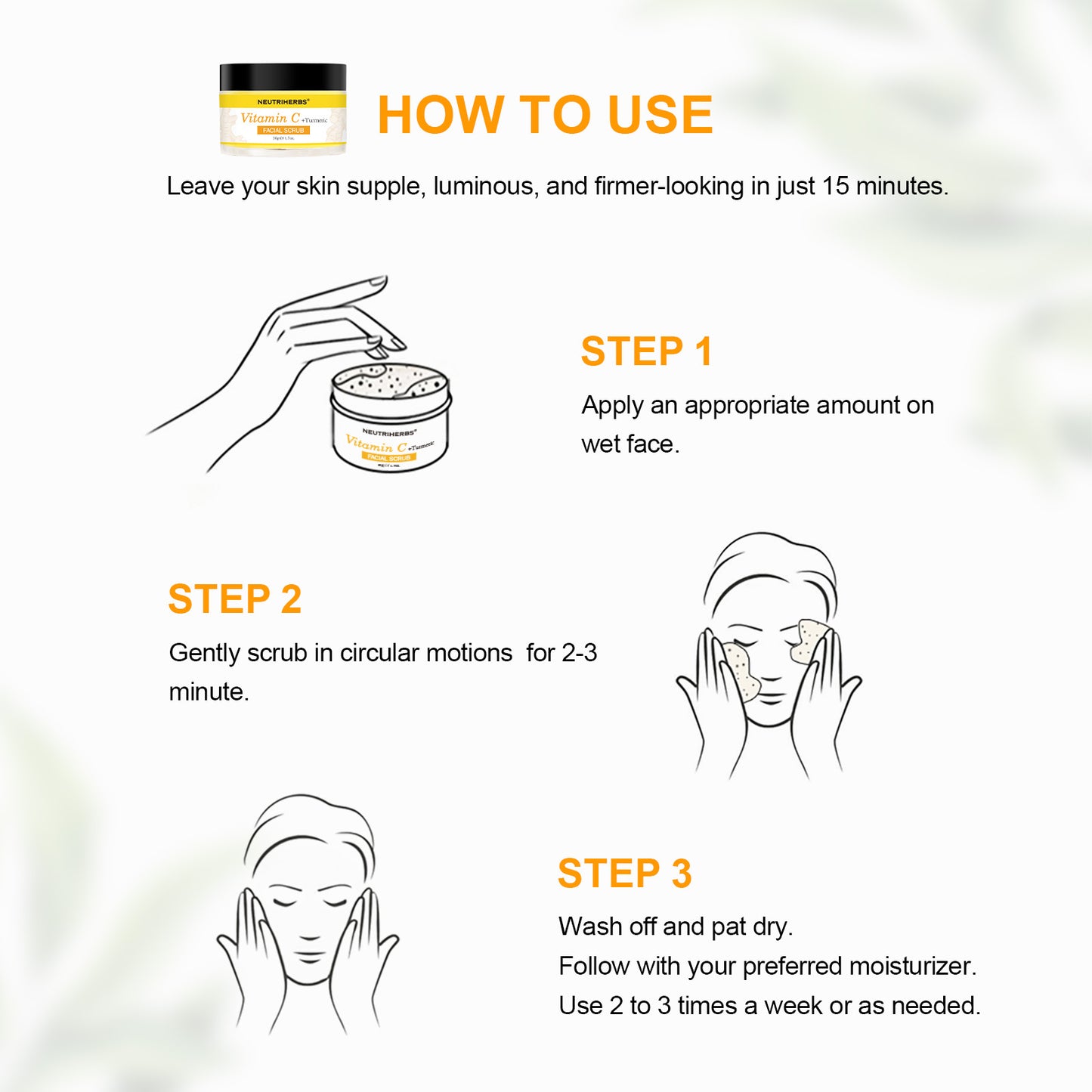 Vitamin C Turmeric Exfoliating Glow Facial Scrub For Skin Lightening