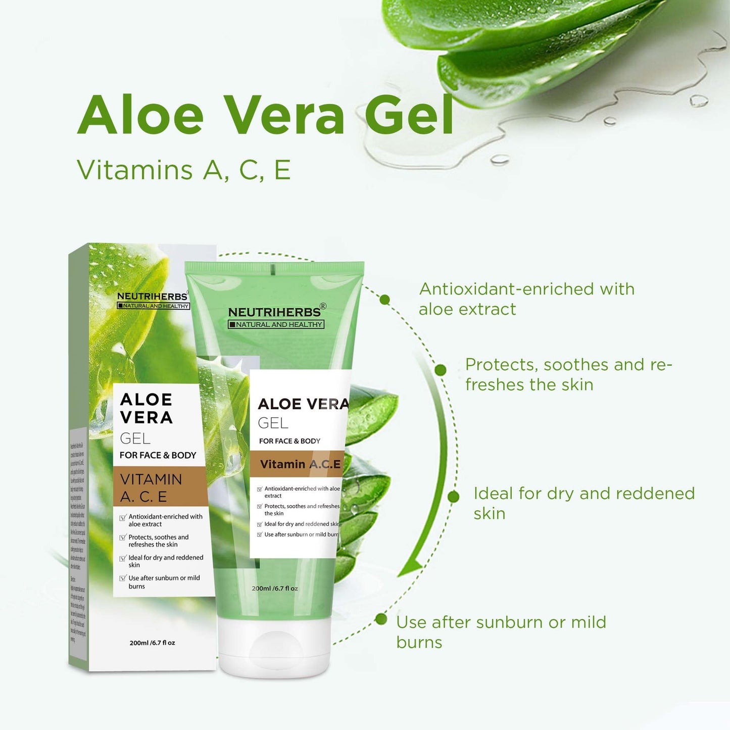 Soothing Aloe Vera Gel for Face and Body 200ml - Neutriherbs SA (4558676590705)