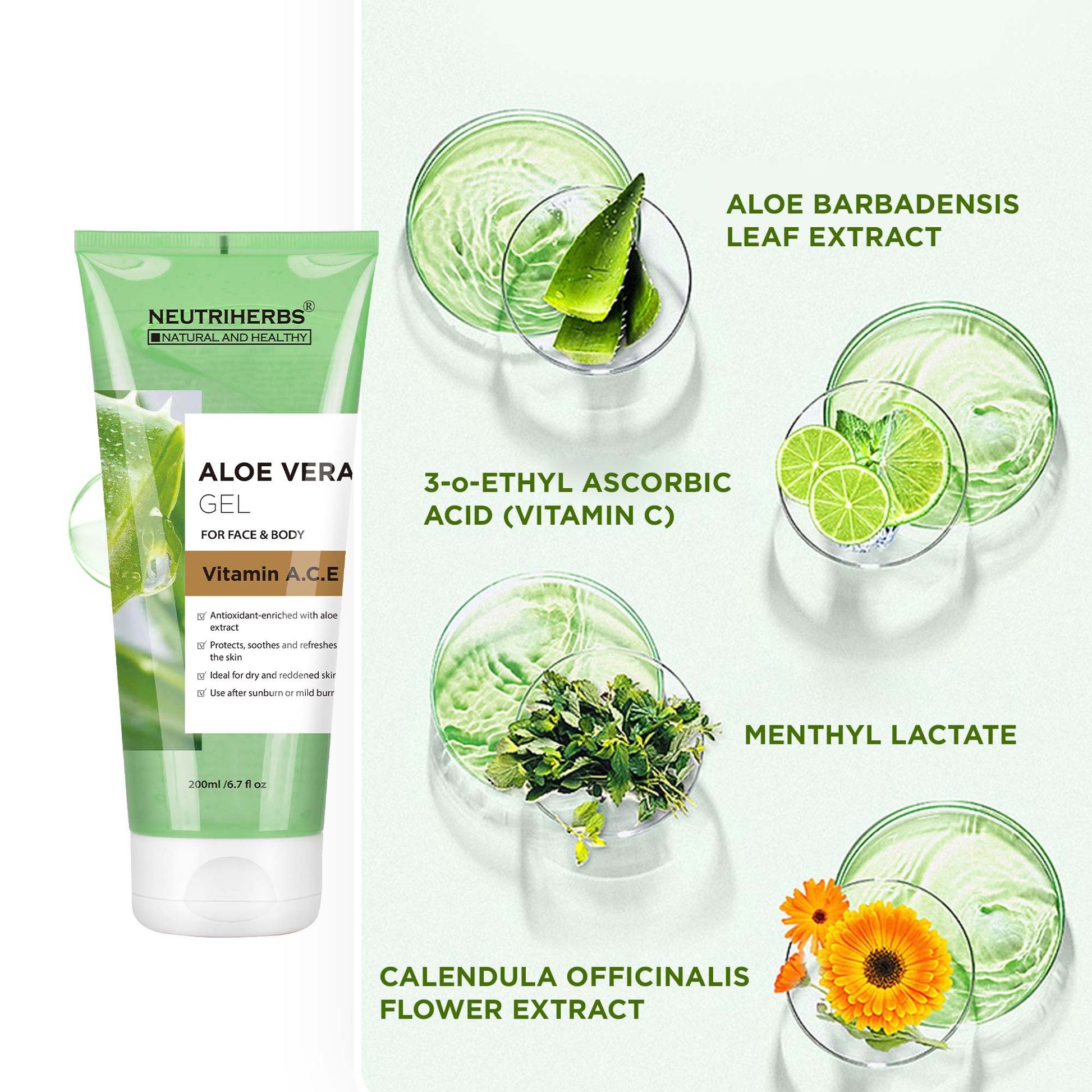 Soothing Aloe Vera Gel for Face and Body 200ml - Neutriherbs SA (4558676590705)