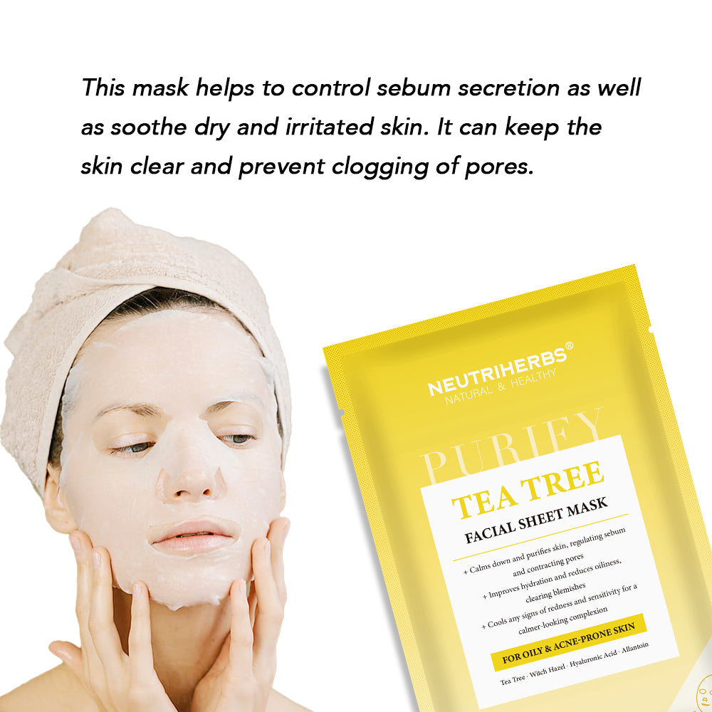 Neutriherbs 0.05% Tea Tree Facial Mask for Oily and Acne-Prone Skin - Neutriherbs SA